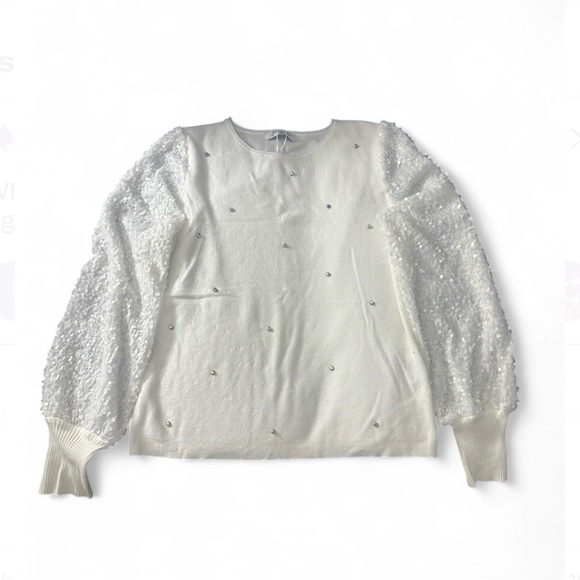 Chic White Sequin Sweater - Picture 2 of 5